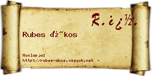Rubes Ákos névjegykártya