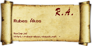 Rubes Ákos névjegykártya